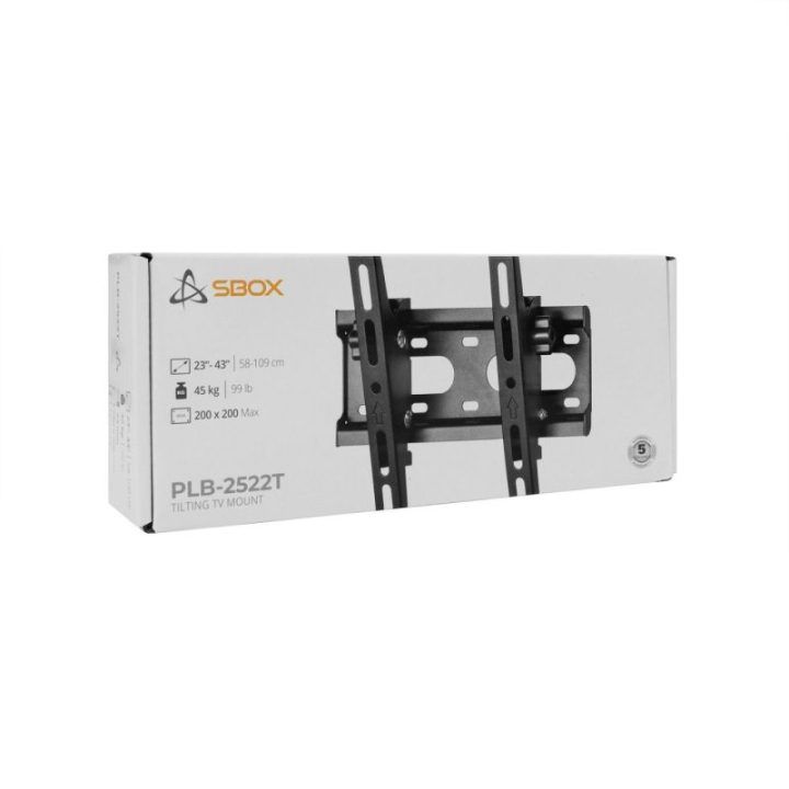 Sieninis televizoriaus laikiklis Sbox PLB-2522T-2, 23–43 colių, 45 kg, juodas