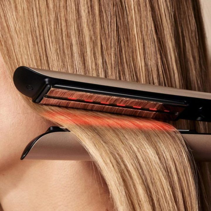 Infraraudonųjų spindulių plaukų tiesintuvas Silkn SilkyStraight, rožinio aukso spalvos