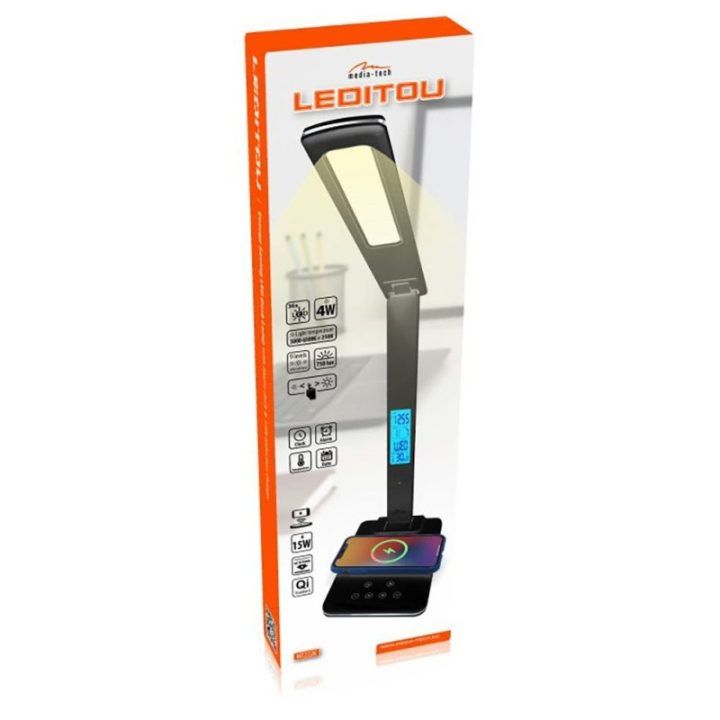 Stalinė LED lempa su belaidžiu įkrovikliu Media-Tech MT222K Leditou, 4 W, juoda