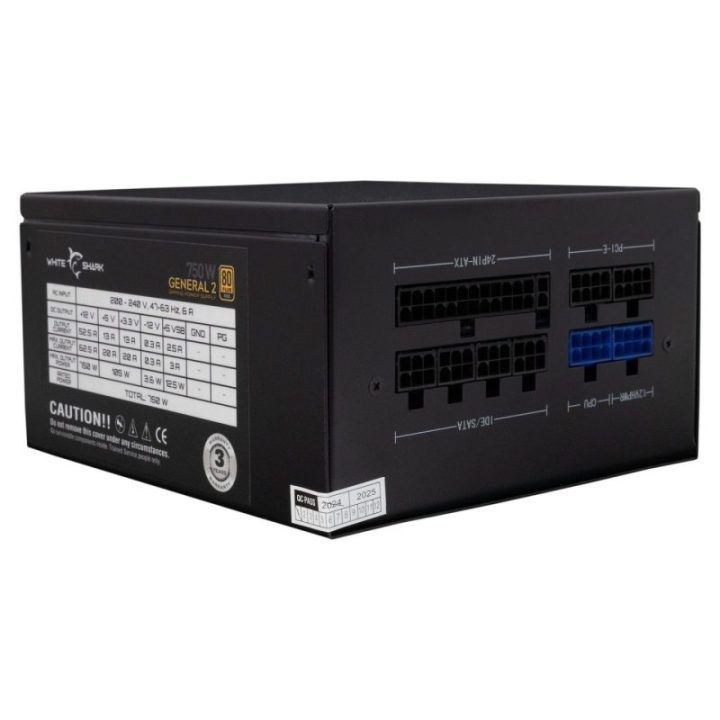 Visiškai modulinis kompiuterio maitinimo blokas White Shark General-2, 750 W, juodas