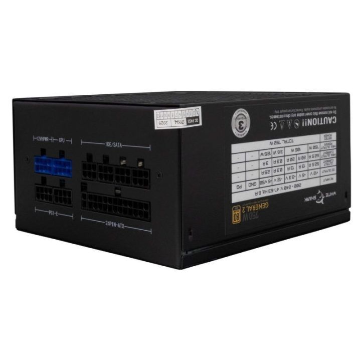 Visiškai modulinis kompiuterio maitinimo blokas White Shark General-2, 750 W, juodas