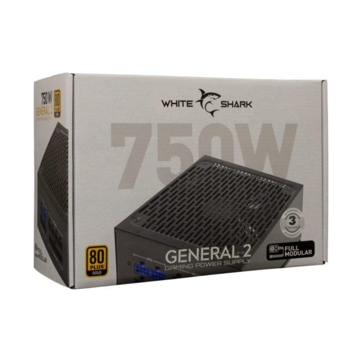 Visiškai modulinis kompiuterio maitinimo blokas White Shark General-2, 750 W, juodas