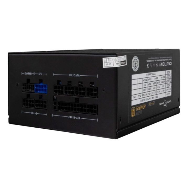 Visiškai modulinis kompiuterio maitinimo blokas White Shark GPSU-850W Admiral, 850 W, juodas