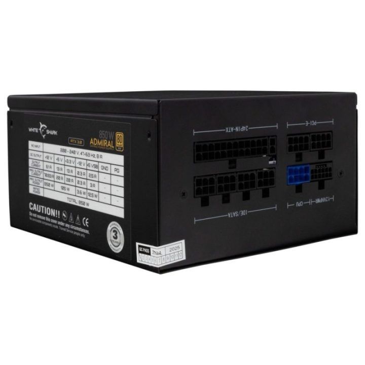 Visiškai modulinis kompiuterio maitinimo blokas White Shark GPSU-850W Admiral, 850 W, juodas