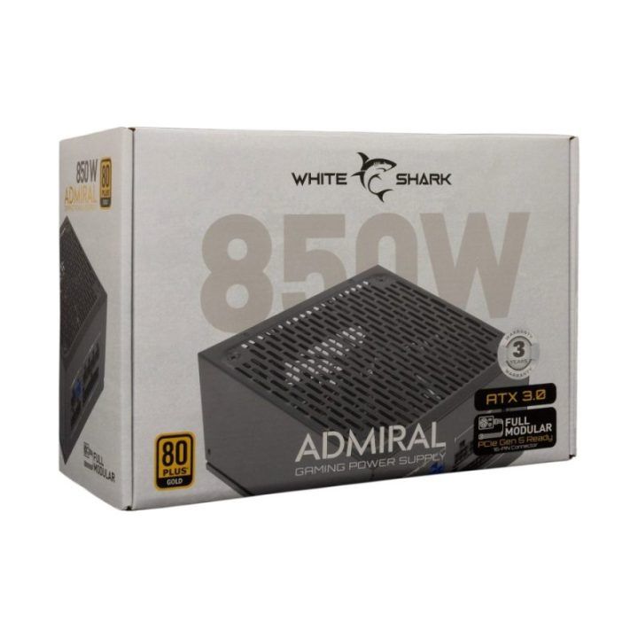 Visiškai modulinis kompiuterio maitinimo blokas White Shark GPSU-850W Admiral, 850 W, juodas