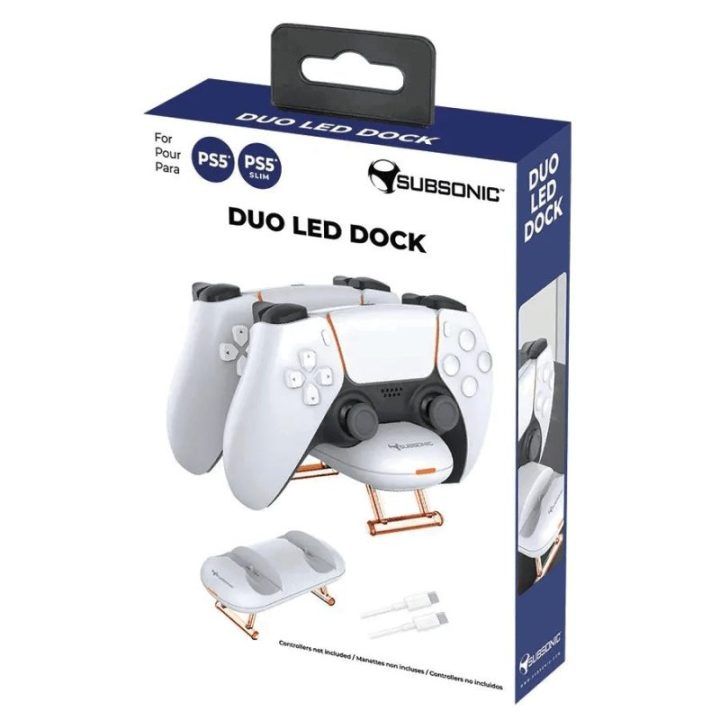 Valdiklių įkrovimo stotelė PS5 ir PS5 Slim Subsonic Duo Led Dock, 2 valdikliams