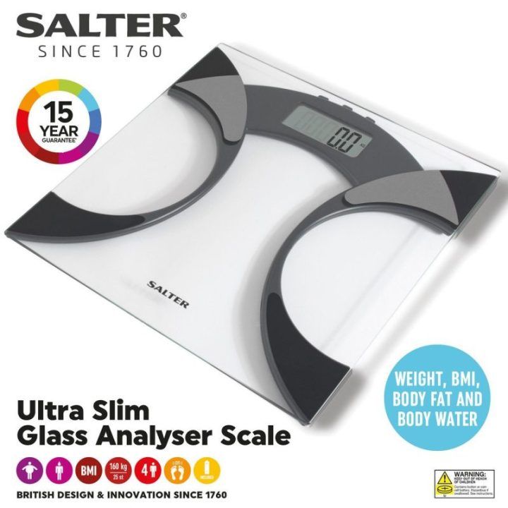 Kūno sudėties svarstyklės Salter Analyser, 30 × 30 cm, juodos
