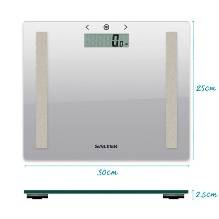 Kūno sudėties svarstyklės Salter Compact Glass Analyser, 150 kg, sidabro spalvos
