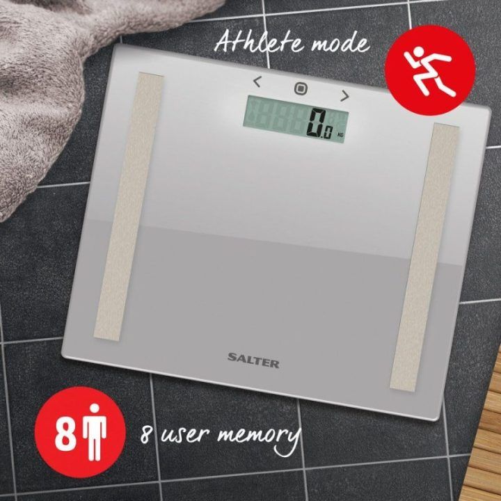 Kūno sudėties svarstyklės Salter Compact Glass Analyser, 150 kg, sidabro spalvos