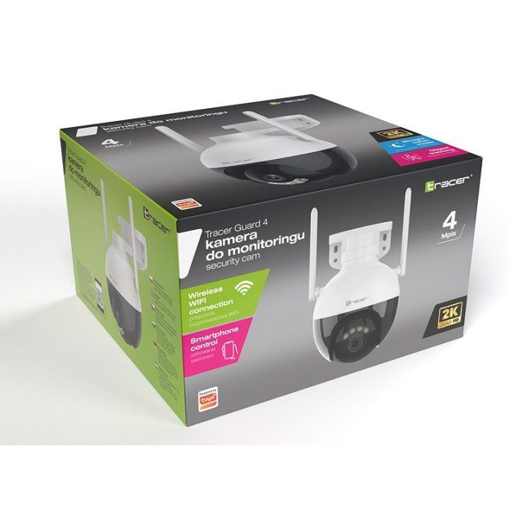 Vidaus ir lauko stebėjimo kamera su judesio sekimu Tracer GUARD 4, 4 MP, 2560 × 1440 px