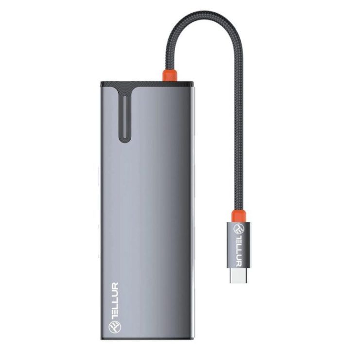 USB-C šakotuvas su HDMI ir 3 USB 3.0 prievadais Tellur, 100 W, pilkas