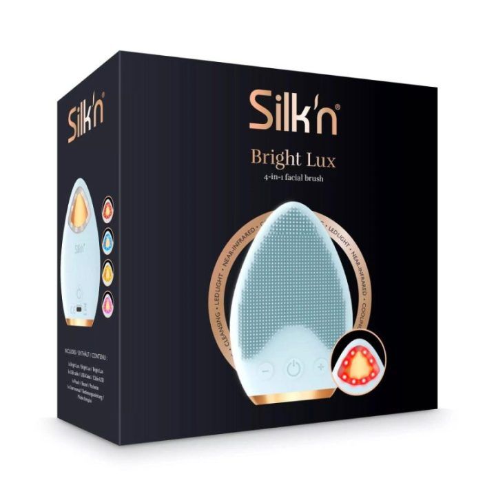 Elektrinis silikoninis veido priežiūros šepetėlis Silkn Bright Lux, mėlynas