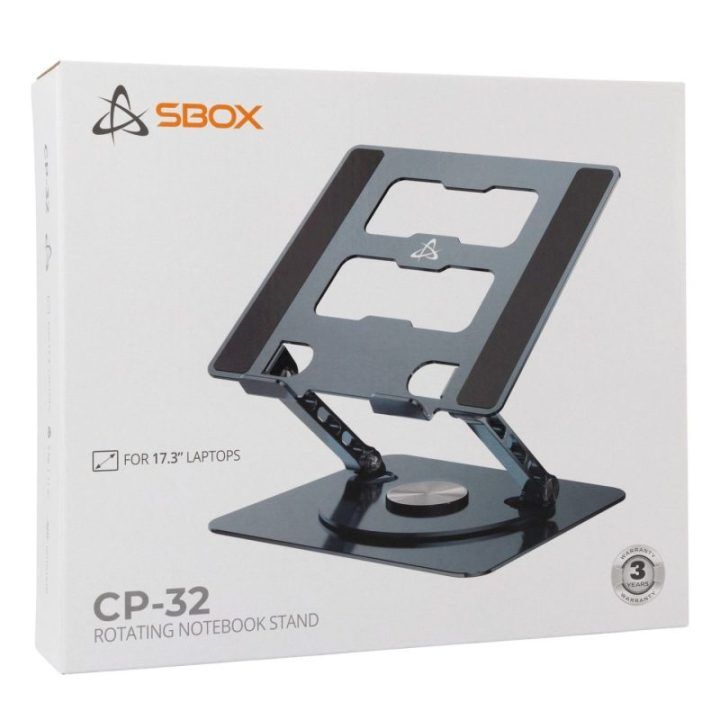 Nešiojamojo kompiuterio stovas su 360° pasukimu Sbox CP-32, juodas su pilka