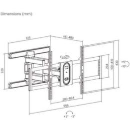 Sieninis pasukamas ir pakreipiamas televizoriaus laikiklis Sbox PLB-8148, 60 kg