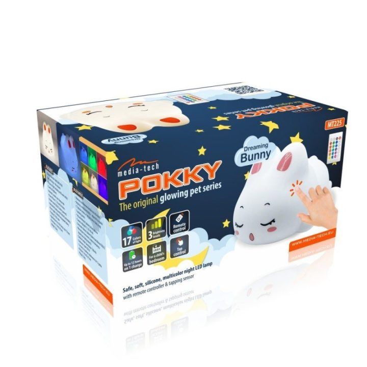 PAVADINIMAS: Vaikiška LED naktinė lemputė su triušio motyvu Media-Tech Dreaming Bunny, 17 spalvų