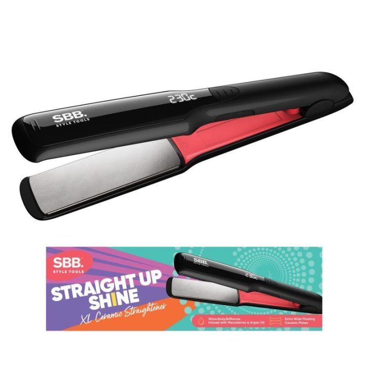 Plaukų tiesintuvas su plačiomis keraminėmis plokštelėmis SBB Straight Up Shine XL