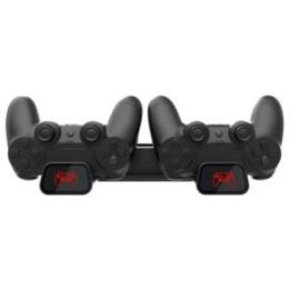 PS4 aušinimo stotelė su dviejų valdiklių įkrovimu White Shark CUTMAN, juoda