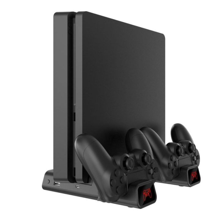 PS4 aušinimo stotelė su dviejų valdiklių įkrovimu White Shark CUTMAN, juoda