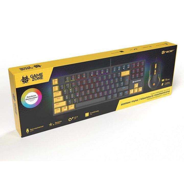 Žaidimų klaviatūros ir pelės rinkinys Tracer GameZone Hornet87, USB