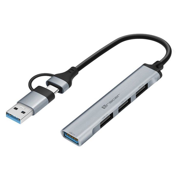 USB šakotuvas su USB-C jungtimi ir USB-A adapteriu Tracer A-4