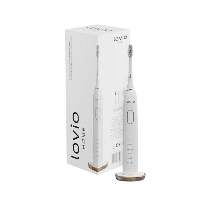 Garsinis dantų šepetėlis Lovio SonicProtect PRO, baltas