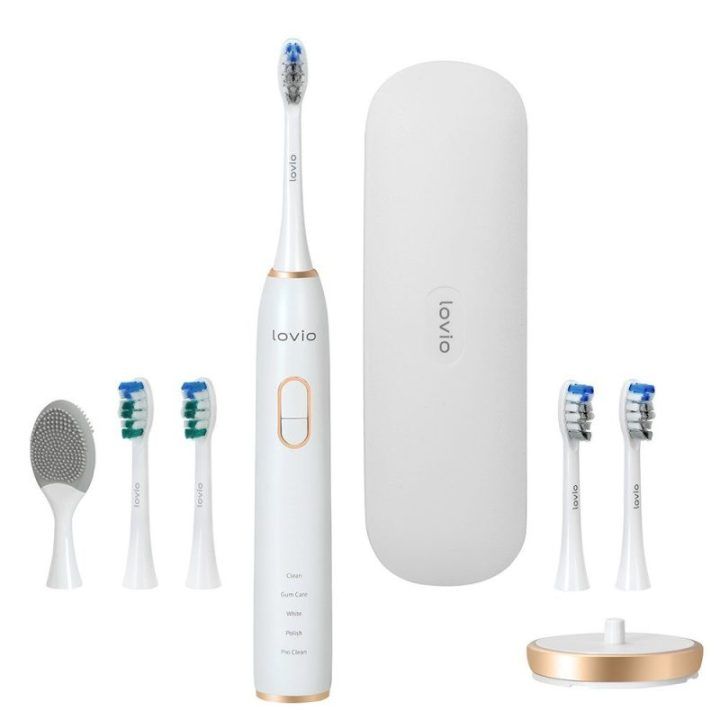 Garsinis dantų šepetėlis Lovio SonicProtect PRO, baltas