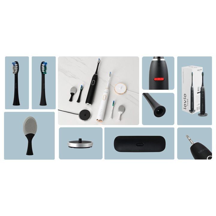 Garsinis dantų šepetėlis Lovio SonicProtect PRO, juodas