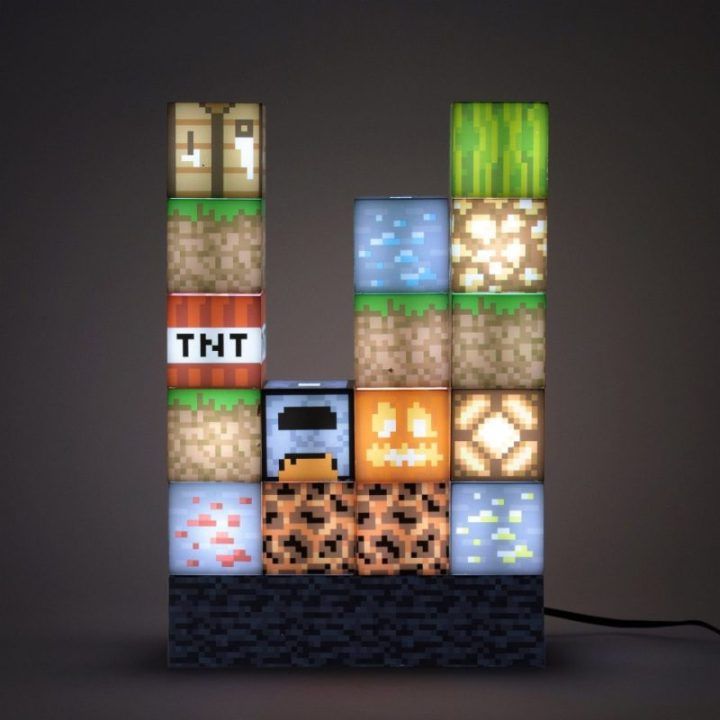 Dekoratyvinis kaladėlių šviestuvas Minecraft Paladone, 16 kaladėlių