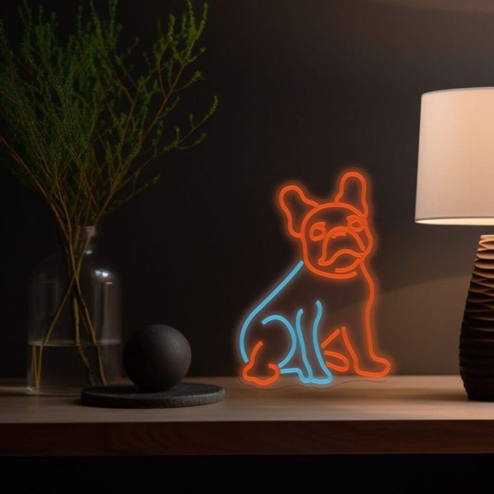 Dekoratyvinis LED neoninis šviestuvas su prancūzų buldogo motyvu Manta SNL68MT, įvairiaspalvis