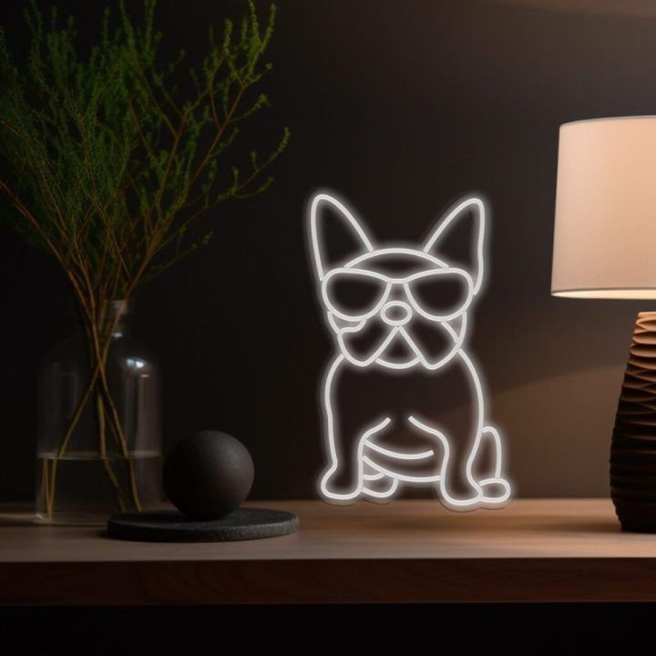 Neoninis šviestuvas su prancūzų buldogu Manta Style Neon Lights, baltas