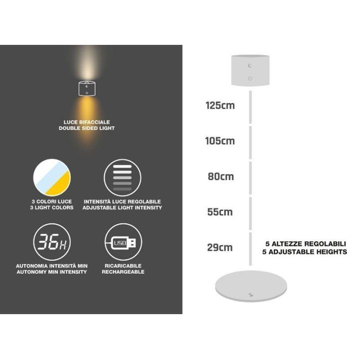 Įkraunamas šviestuvas su 5 aukščio padėtimis Beper P201UTP305