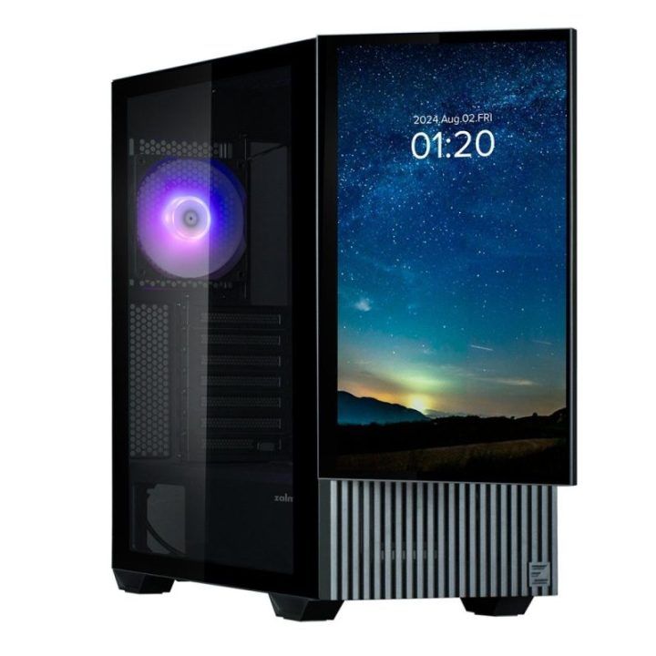 ATX kompiuterio korpusas su 15,6 colio ekranu Zalman Z10 DS, 1 × 120 mm ARGB ventiliatorius, juodas