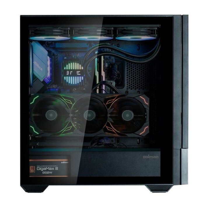 ATX kompiuterio korpusas su 15,6 colio ekranu Zalman Z10 DS, 1 × 120 mm ARGB ventiliatorius, juodas