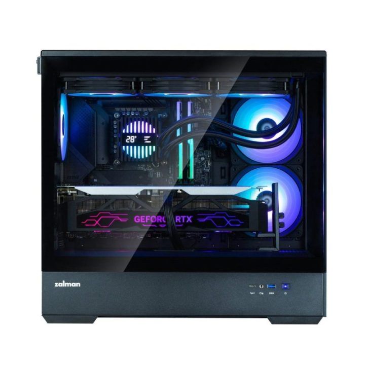 Kompiuterio korpusas mATX su 3 × 120 mm ARGB ventiliatoriais Zalman P30 V2, juodas