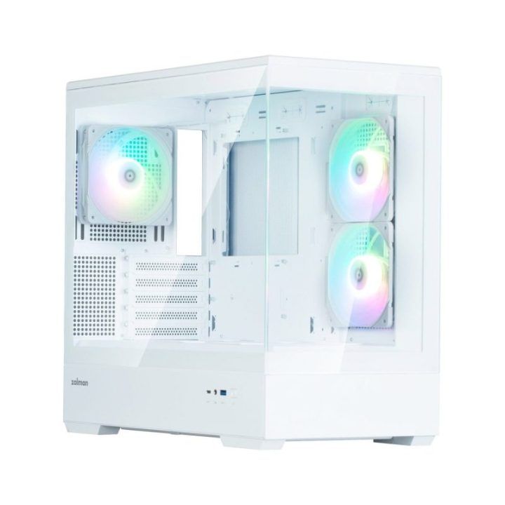 MATX kompiuterio korpusas su 3 × 120 mm ARGB ventiliatoriais Zalman P30 V2, baltas