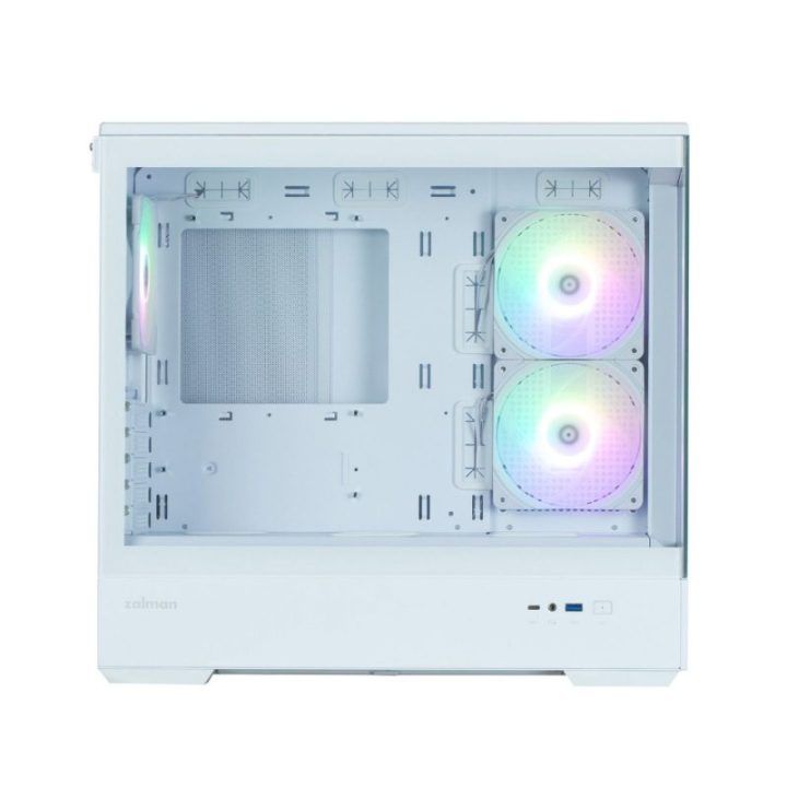 MATX kompiuterio korpusas su 3 × 120 mm ARGB ventiliatoriais Zalman P30 V2, baltas