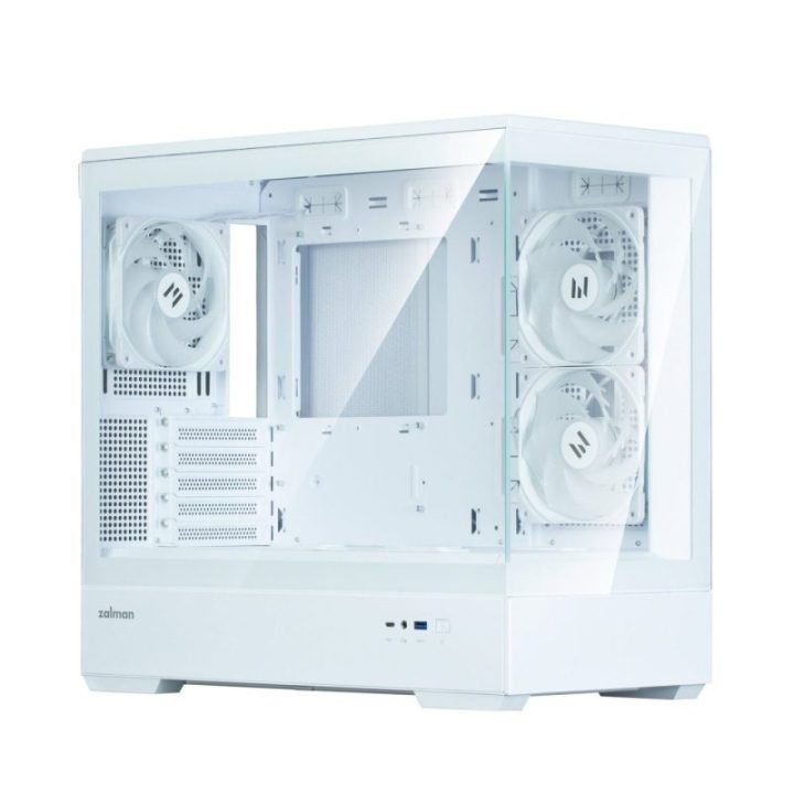 MATX kompiuterio korpusas su 3 × 120 mm ARGB ventiliatoriais Zalman P30 V2, baltas