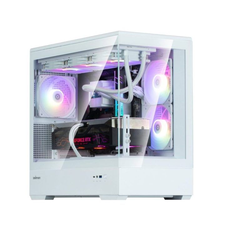 MATX kompiuterio korpusas su 3 × 120 mm ARGB ventiliatoriais Zalman P30 V2, baltas