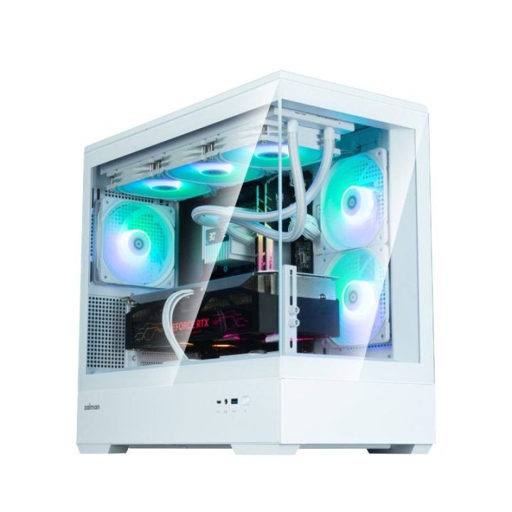 MATX kompiuterio korpusas su 3 × 120 mm ARGB ventiliatoriais Zalman P30 V2, baltas