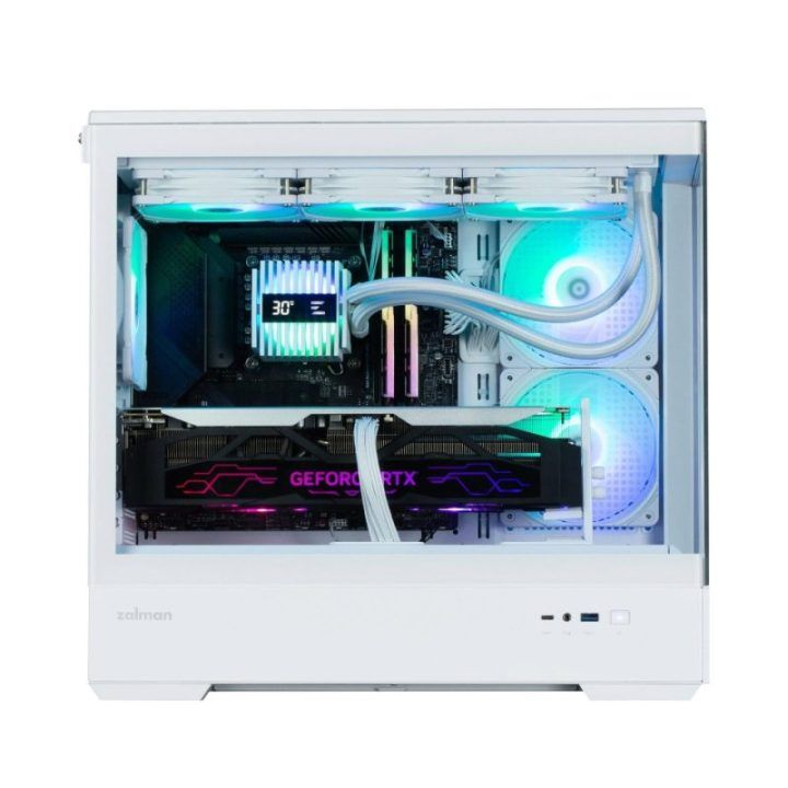 MATX kompiuterio korpusas su 3 × 120 mm ARGB ventiliatoriais Zalman P30 V2, baltas
