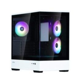 MATX kompiuterio korpusas su 3 × 120 mm ARGB ventiliatoriais Zalman P30 BW, juodos ir baltos spalvos