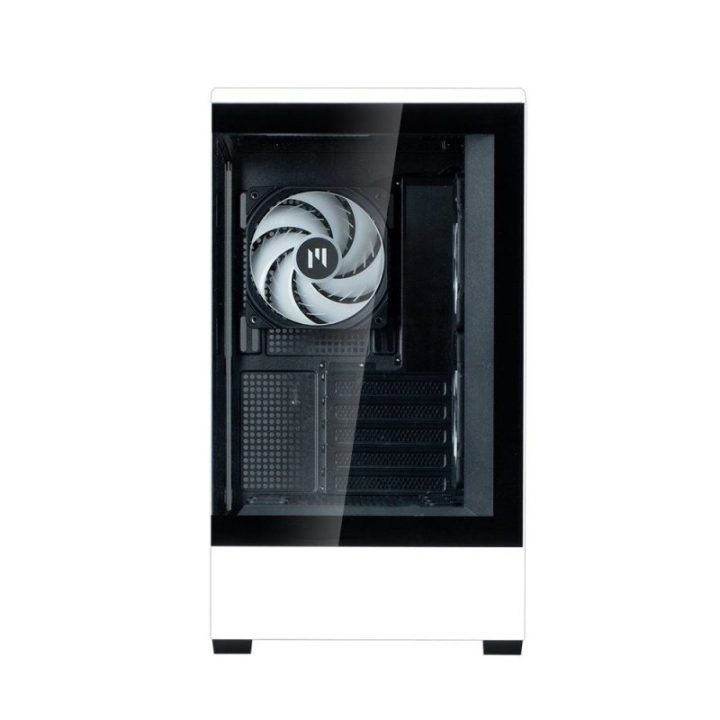 MATX kompiuterio korpusas su 3 × 120 mm ARGB ventiliatoriais Zalman P30 BW, juodos ir baltos spalvos