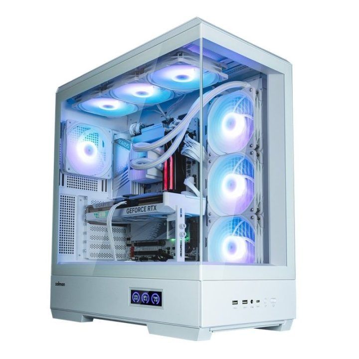 ATX vidutinio bokšto kompiuterio korpusas su 4 × 120 mm ARGB ventiliatoriais Zalman P50 DS, baltas