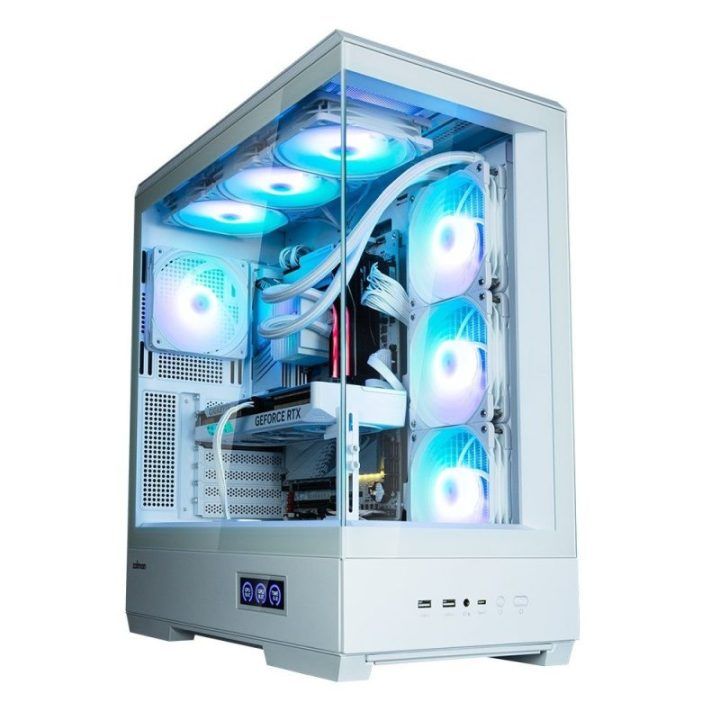 ATX vidutinio bokšto kompiuterio korpusas su 4 × 120 mm ARGB ventiliatoriais Zalman P50 DS, baltas