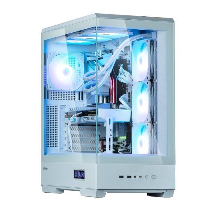 ATX vidutinio bokšto kompiuterio korpusas su 4 × 120 mm ARGB ventiliatoriais Zalman P50 DS, baltas