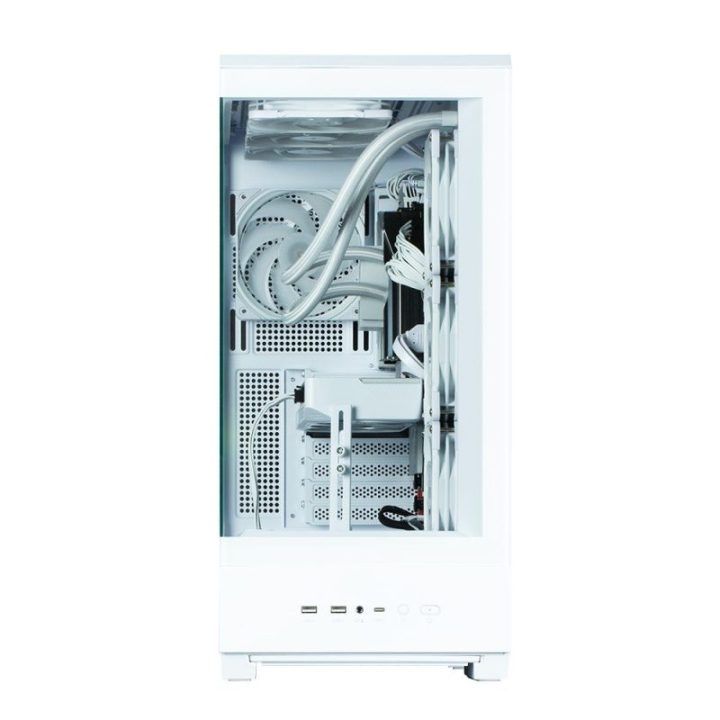 ATX vidutinio bokšto kompiuterio korpusas su 4 × 120 mm ARGB ventiliatoriais Zalman P50 DS, baltas