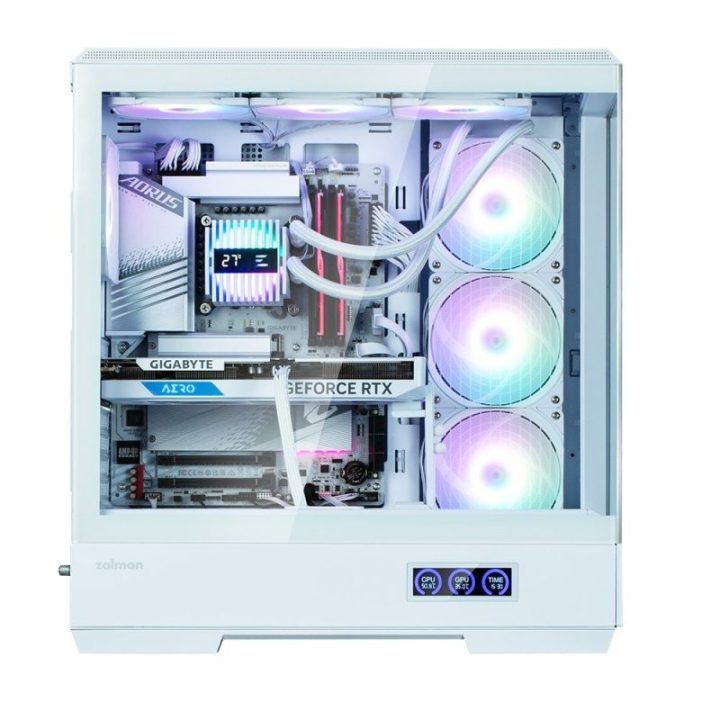 ATX vidutinio bokšto kompiuterio korpusas su 4 × 120 mm ARGB ventiliatoriais Zalman P50 DS, baltas