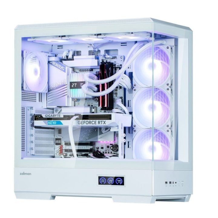 ATX vidutinio bokšto kompiuterio korpusas su 4 × 120 mm ARGB ventiliatoriais Zalman P50 DS, baltas