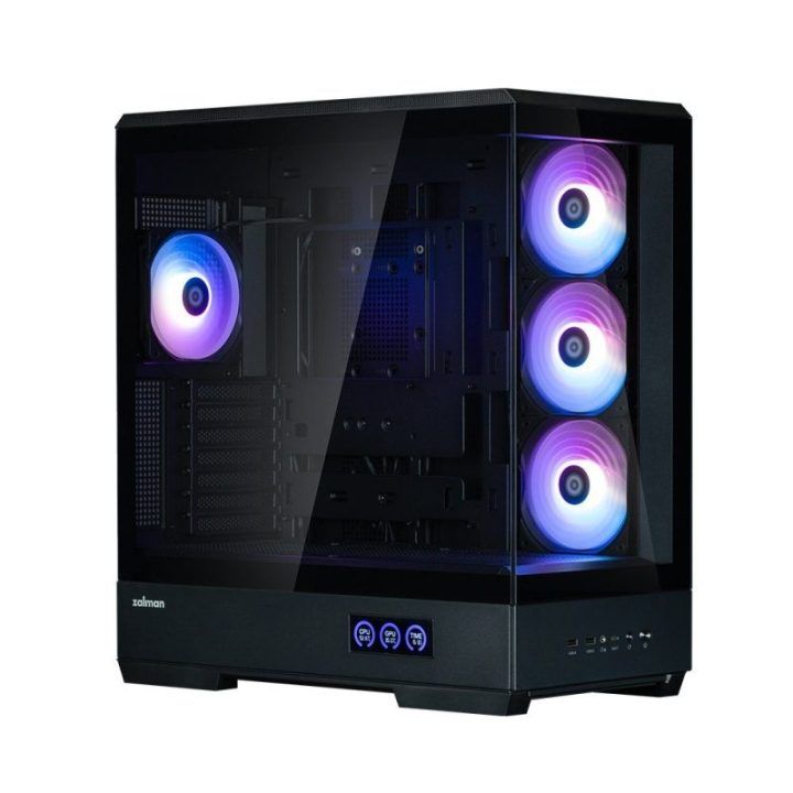 Vidutinio dydžio ATX kompiuterio korpusas su 4 × 120 mm ARGB ventiliatoriais Zalman P50 DS, juodas