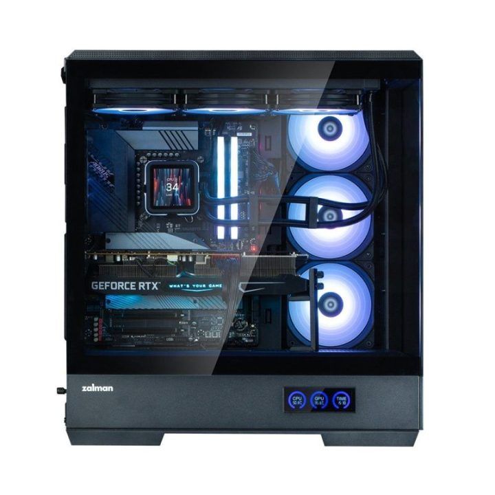 Vidutinio dydžio ATX kompiuterio korpusas su 4 × 120 mm ARGB ventiliatoriais Zalman P50 DS, juodas